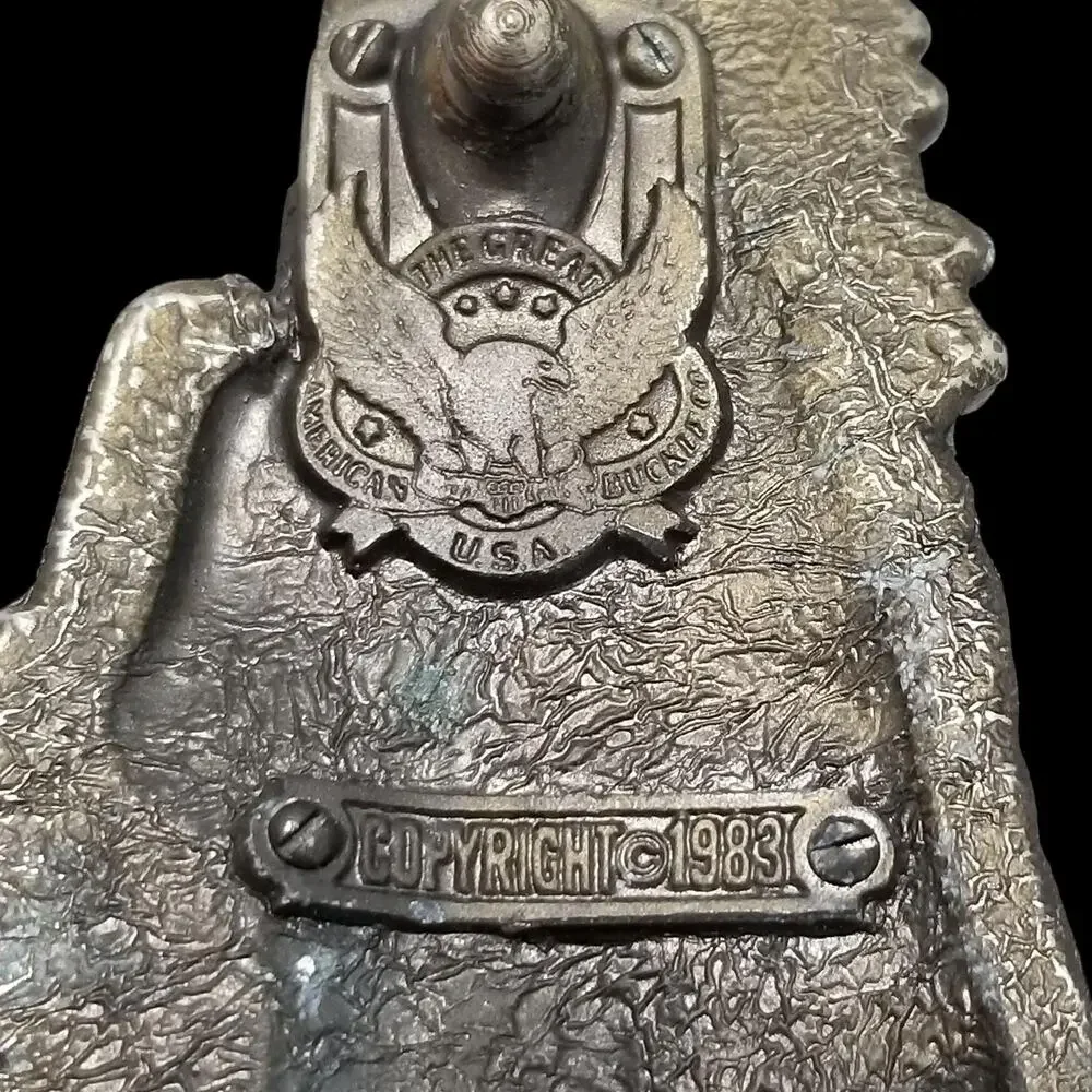 Vintage Belt Buckle 1983 Brass‎ Black & Red Steam Engine Train Locomotive No 9